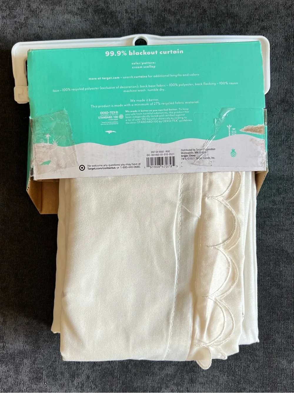 NWT Pillowfort Blackout Curtain- Cream Scallop 42”x84”